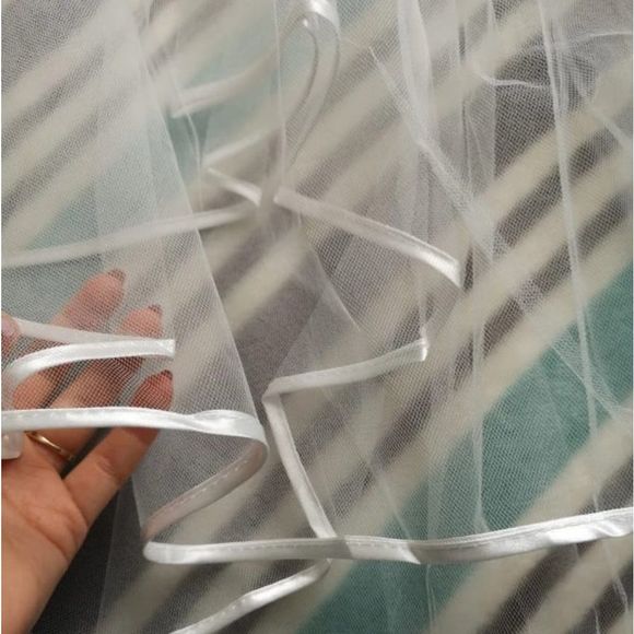 2019 Ivory Wedding Simple Tulle Two Layers Bridal - Picture 4 of 4